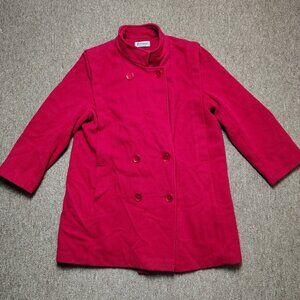 Vintage FORECASTER OF BOSTON Trench Coat Women 15/16 Red Wool Nylon Blend
